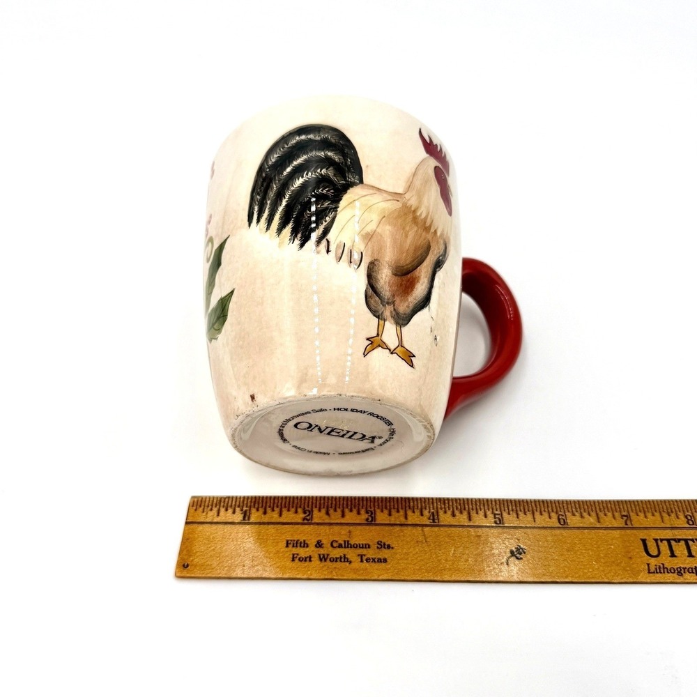 Oneida Rooster Coffee Mug Cream Red Ceramic Farmhouse Country Chicken Tea Cup - Picture 7 of 7